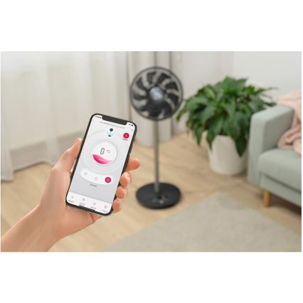 Sencor - Gulvventilator 3D UltraSilent 26W/230V Wi-Fi sort + fjernbetjening