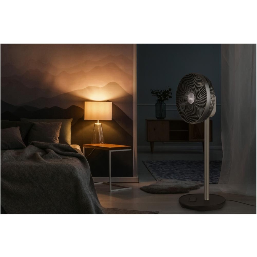Sencor - Gulvventilator 3D UltraSilent 26W/230V Wi-Fi sort + fjernbetjening