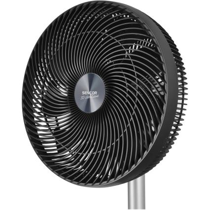 Sencor - Gulvventilator 3D UltraSilent 26W/230V Wi-Fi sort + fjernbetjening