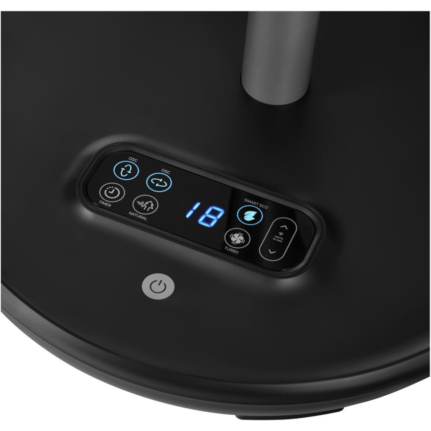 Sencor - Gulvventilator 3D UltraSilent 26W/230V Wi-Fi sort + fjernbetjening