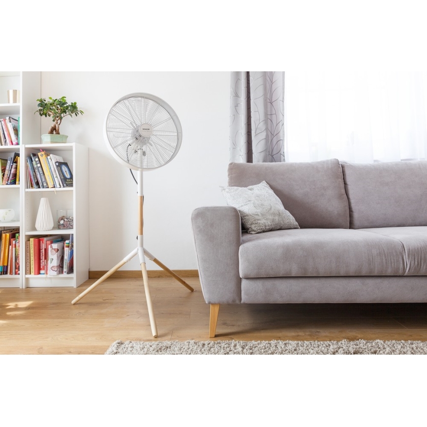 Sencor - Gulvventilator 50 W/230 V, Ø 40 cm, hvid/bøg