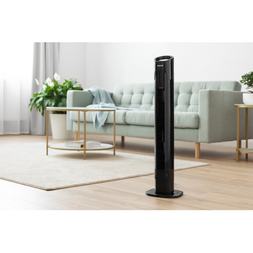 Sencor - Gulvventilator 50W/230V sort + fjernbetjening