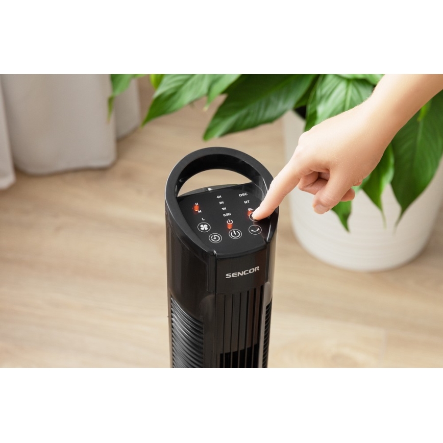 Sencor - Gulvventilator 50W/230V sort + fjernbetjening