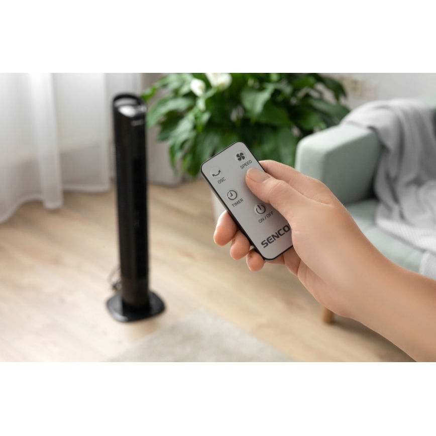 Sencor - Gulvventilator 50W/230V sort + fjernbetjening