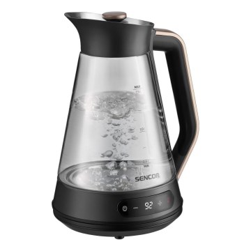 Sencor - Hurtig elkedel med temperaturstyring 1,5 l 2150W/230V sort/rosaguld