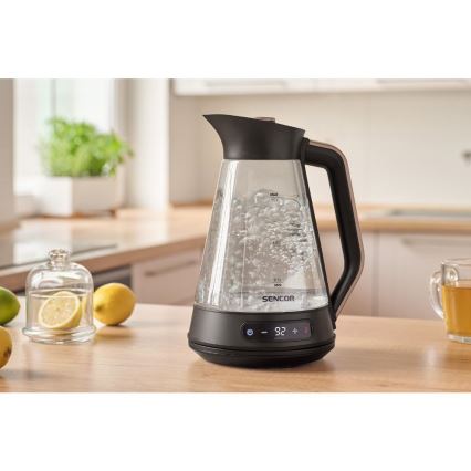 Sencor - Hurtig elkedel med temperaturstyring 1,5 l 2150W/230V sort/rosaguld