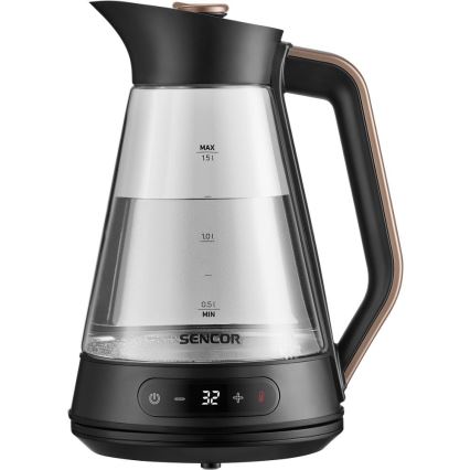 Sencor - Hurtig elkedel med temperaturstyring 1,5 l 2150W/230V sort/rosaguld