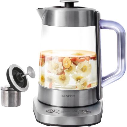 Sencor - Hurtigkogende elkedel med temperaturregulering 1,5 l, 1500 W/230 V, rustfrit stål