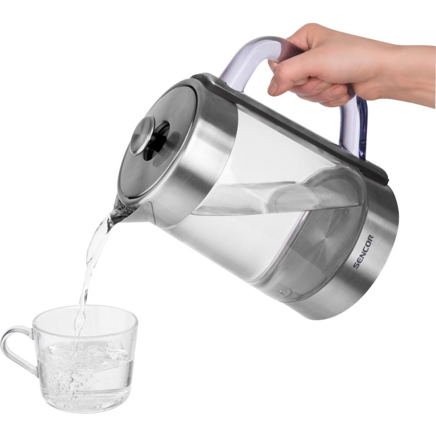 Sencor - Hurtigkogende elkedel med temperaturregulering 1,5 l, 1500 W/230 V, rustfrit stål