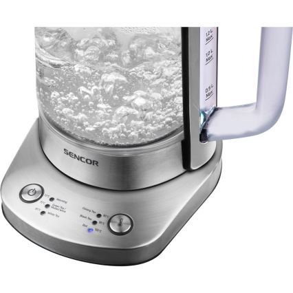 Sencor - Hurtigkogende elkedel med temperaturregulering 1,5 l, 1500 W/230 V, rustfrit stål