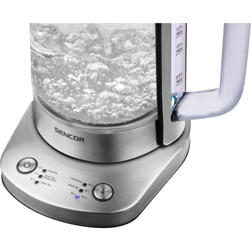 Sencor - Hurtigkogende elkedel med temperaturregulering 1,5 l, 1500 W/230 V, rustfrit stål