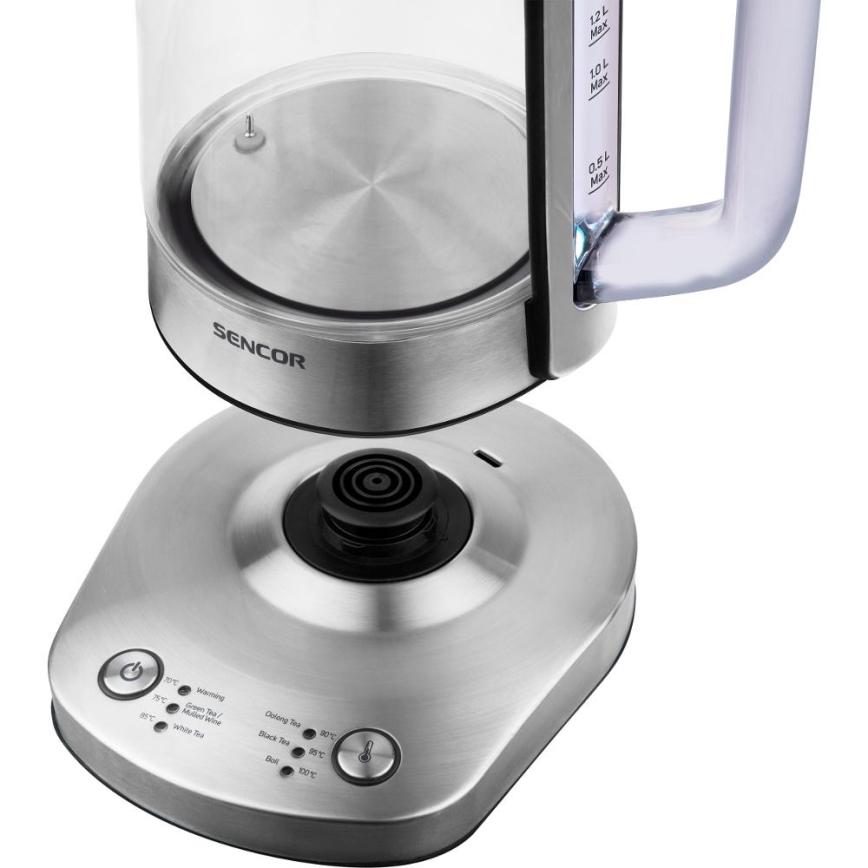 Sencor - Hurtigkogende elkedel med temperaturregulering 1,5 l, 1500 W/230 V, rustfrit stål