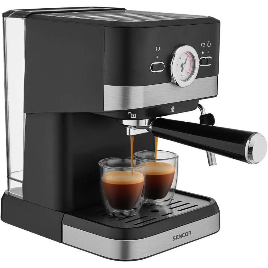 Sencor - Kaffemaskine espresso 1050W/230V sort/mat krom