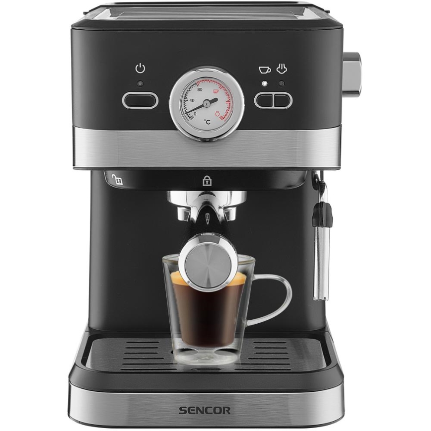 Sencor - Kaffemaskine espresso 1050W/230V sort/mat krom