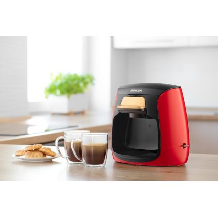 Sencor - Kaffemaskine med to krus 500W/230V rød/sort