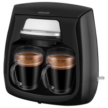 Sencor - Kaffemaskine med to krus 500W/230V sort
