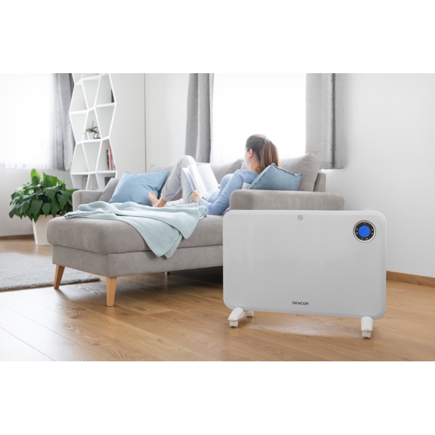Sencor - Konvektionsradiator med LCD-display og termostat 750W/1500W/230V IP24