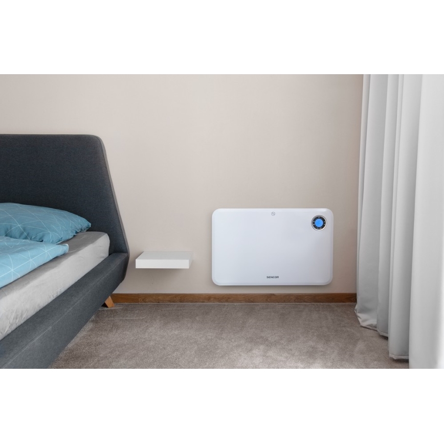 Sencor - Konvektionsvarmer med LCD-display og termostat 750W/1500W/230V IP24