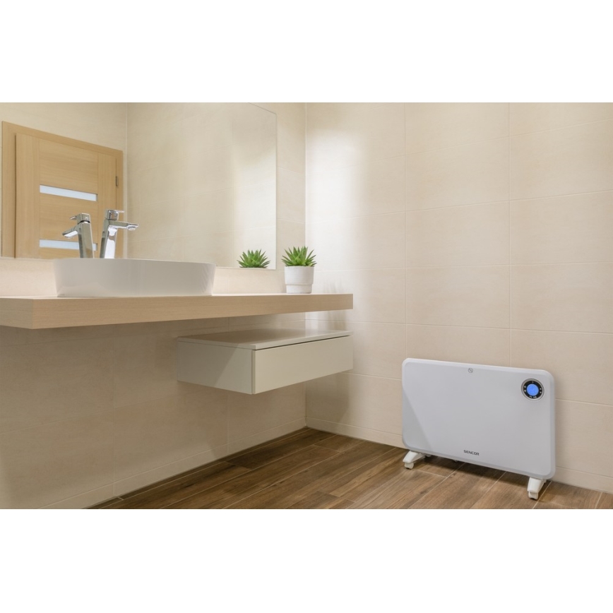 Sencor - Konvektionsvarmer med LCD-display og termostat 750W/1500W/230V IP24