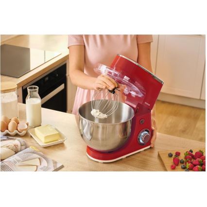 Sencor - Køkkenmaskine med skål i rustfrit stål 1300W/230V rød
