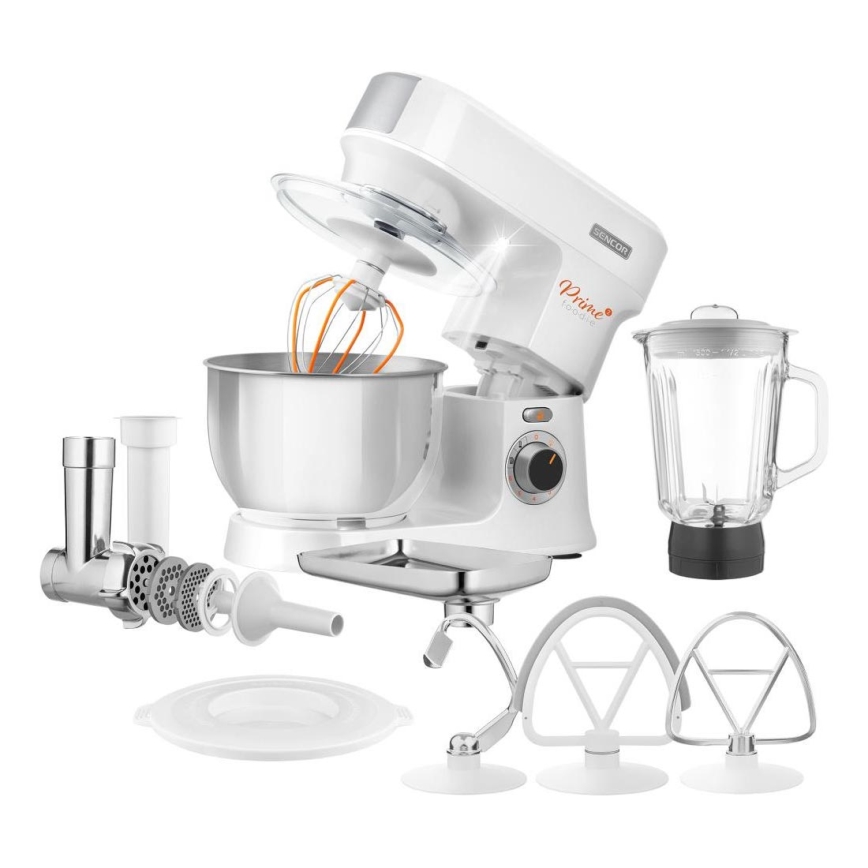 Sencor - Køkkenrobot m. skål i rustfrit stål 1000W/230V hvid
