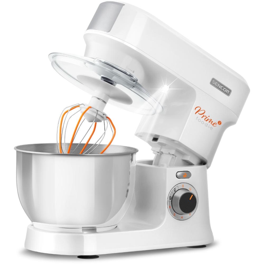 Sencor - Køkkenrobot m. skål i rustfrit stål 1000W/230V hvid