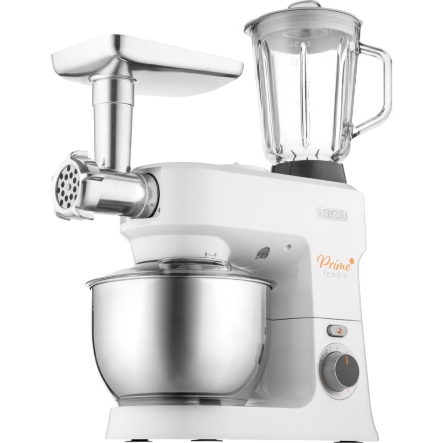 Sencor - Køkkenrobot m. skål i rustfrit stål 1000W/230V hvid
