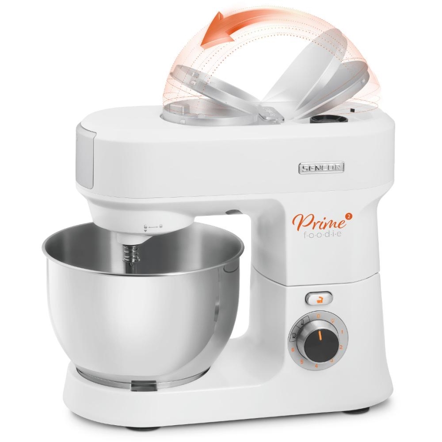 Sencor - Køkkenrobot m. skål i rustfrit stål 1000W/230V hvid