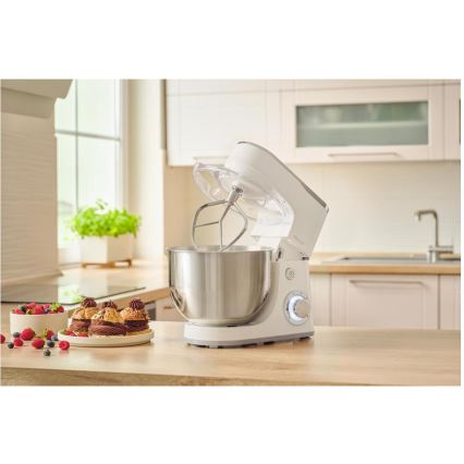 Sencor - Køkkenrobot m. skål i rustfrit stål 1300W/230V hvid