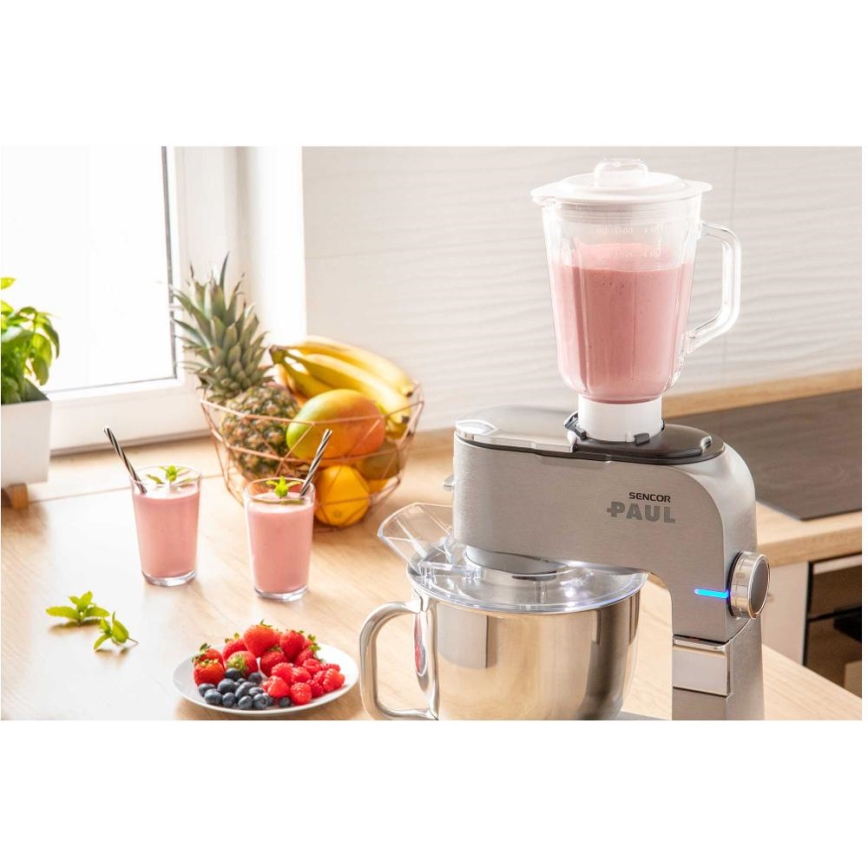 Sencor - Køkkenrobot m. skål i rustfrit stål 1700W/230V mat krom