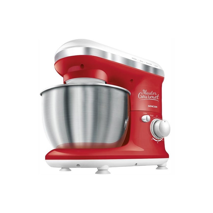 Sencor - Køkkenrobot med skål i rustfrit stål 600W/230V rød