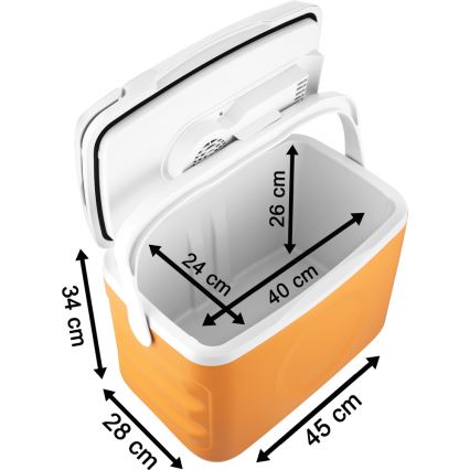 Sencor - Køleboks 22 l 45W/12V orange/hvid