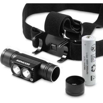 Sencor - LED Genopladeligt aluminium pandelygte LED/5W/2600 mAh IP65