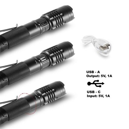 Sencor - LED Genopladelig lommelygte LED/10W IP22 sort