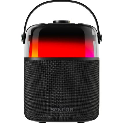 Sencor - LED højtaler med trådløse mikrofoner og RGB-farver35W 8000 mAh + 2x 1800 mAh IPX5 sort