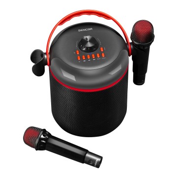 Sencor - LED Højttaler med trådløse mikrofoner 4000 mAh + 2x 1200 mAh