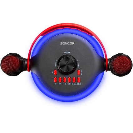 Sencor - LED Højttaler med trådløse mikrofoner 4000 mAh + 2x 1200 mAh