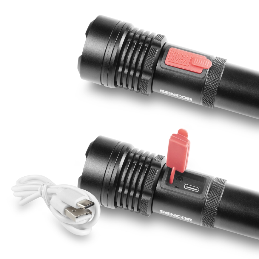 Sencor - LED lommelygte genopladelig LED/5W/2200 mAh IP44 aluminium