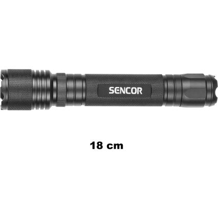 Sencor - LED lommelygte i aluminium LED/5W/6xAAA IP44 sort