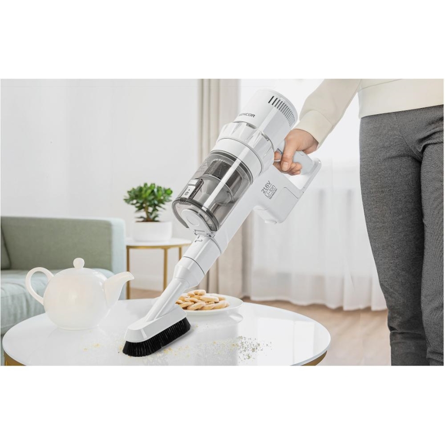 Sencor - Ledningsfri oprejst støvsuger 2-i-1 250W/2200 mAh hvid