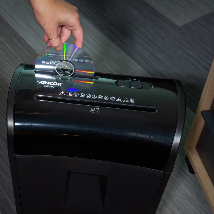 Sencor - Makulator til CD'er og papir A4 14 l 230V sort