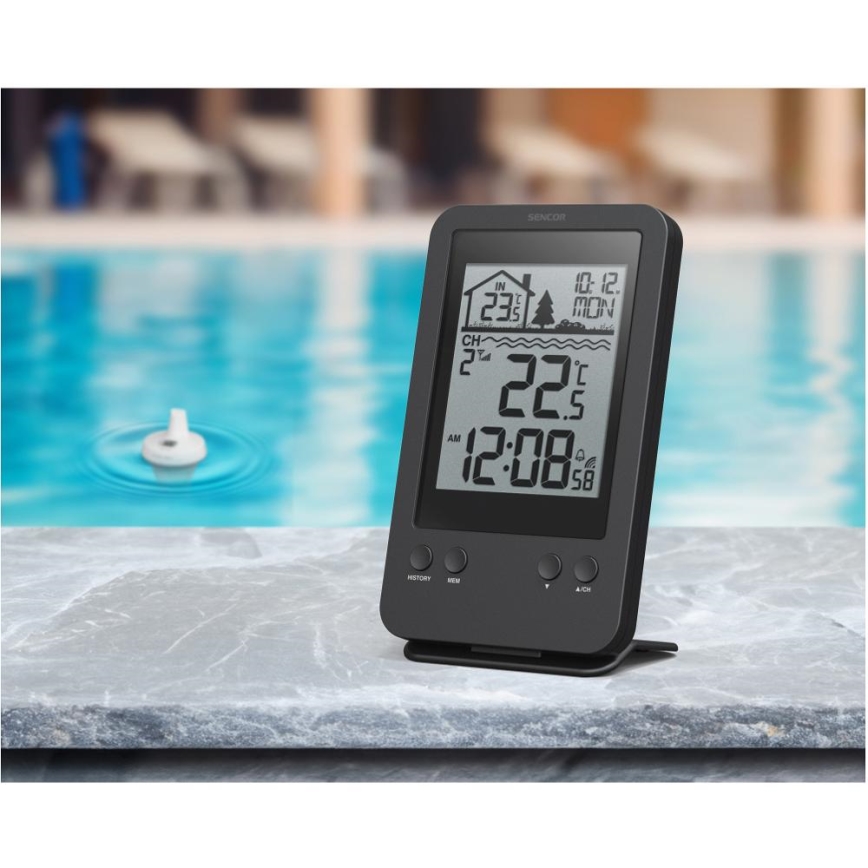 Sencor - Målestation med trådløs flydesensor til pool 2xAA + 2xAA IPX7