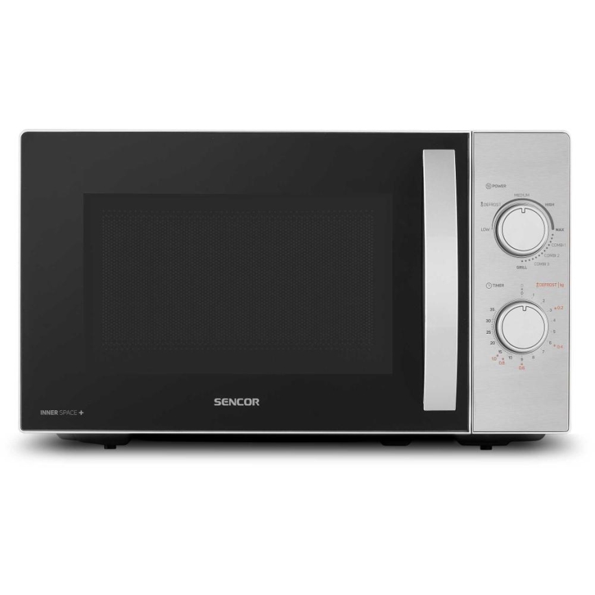 Sencor - Mikrobølgeovn med grillfunktion 700W/1000W/230V 20 l mat krom