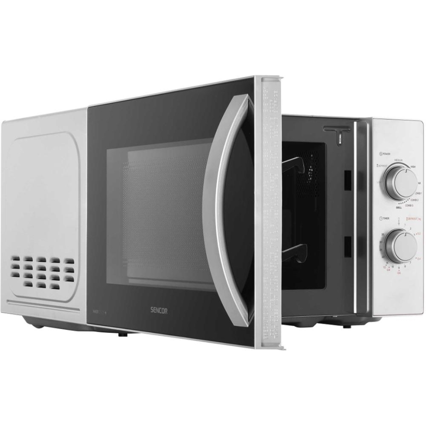 Sencor - Mikrobølgeovn med grillfunktion 700W/1000W/230V 20 l mat krom