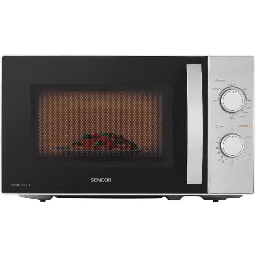 Sencor - Mikrobølgeovn med grillfunktion 700W/1000W/230V 20 l mat krom