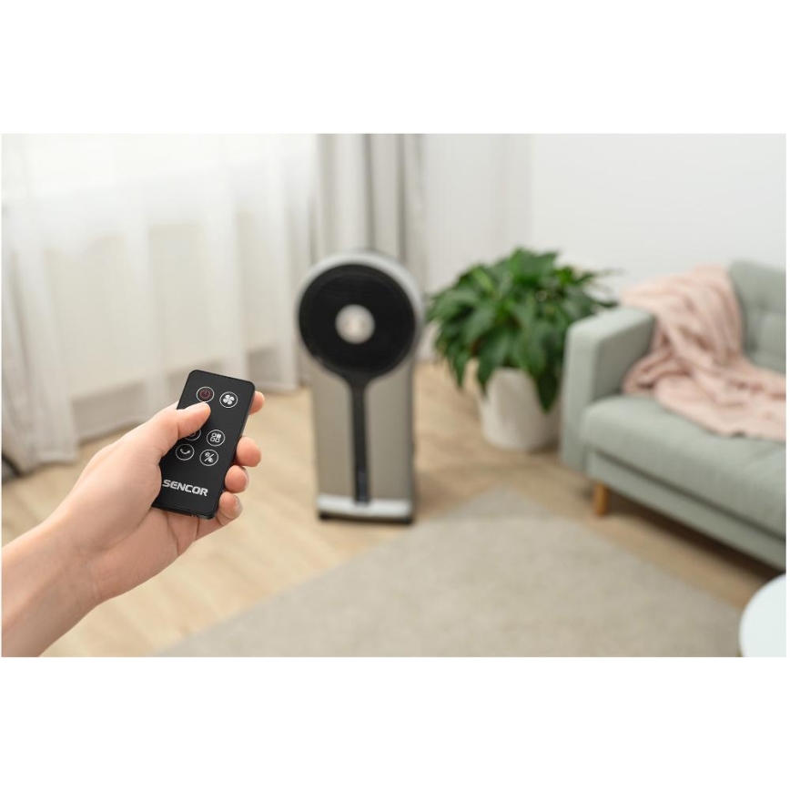 Sencor - Mobil luftkøler 3-i-1 110W/230V sølvfarvet/sort + fjernbetjening