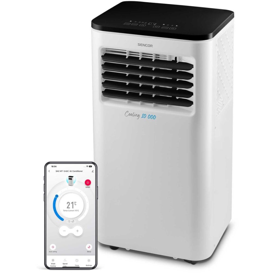 Sencor - Mobil smart airconditionanlæg 3-i-1 med tilbehørssæt 1050W/230V 10000 BTU Wi-Fi + fjernbetjening