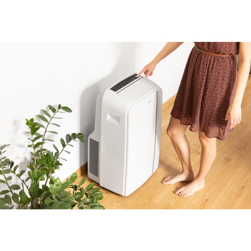 Sencor - Mobil smart airconditionanlæg 3-i-1 med tilbehørssæt 1450W/230V 12000 BTU Wi-Fi hvid + fjernbetjening