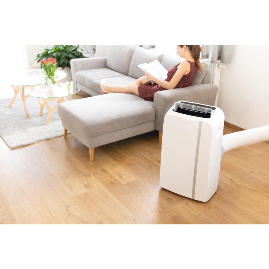 Sencor - Mobil smart airconditionanlæg 3-i-1 med tilbehørssæt 1450W/230V 12000 BTU Wi-Fi hvid + fjernbetjening
