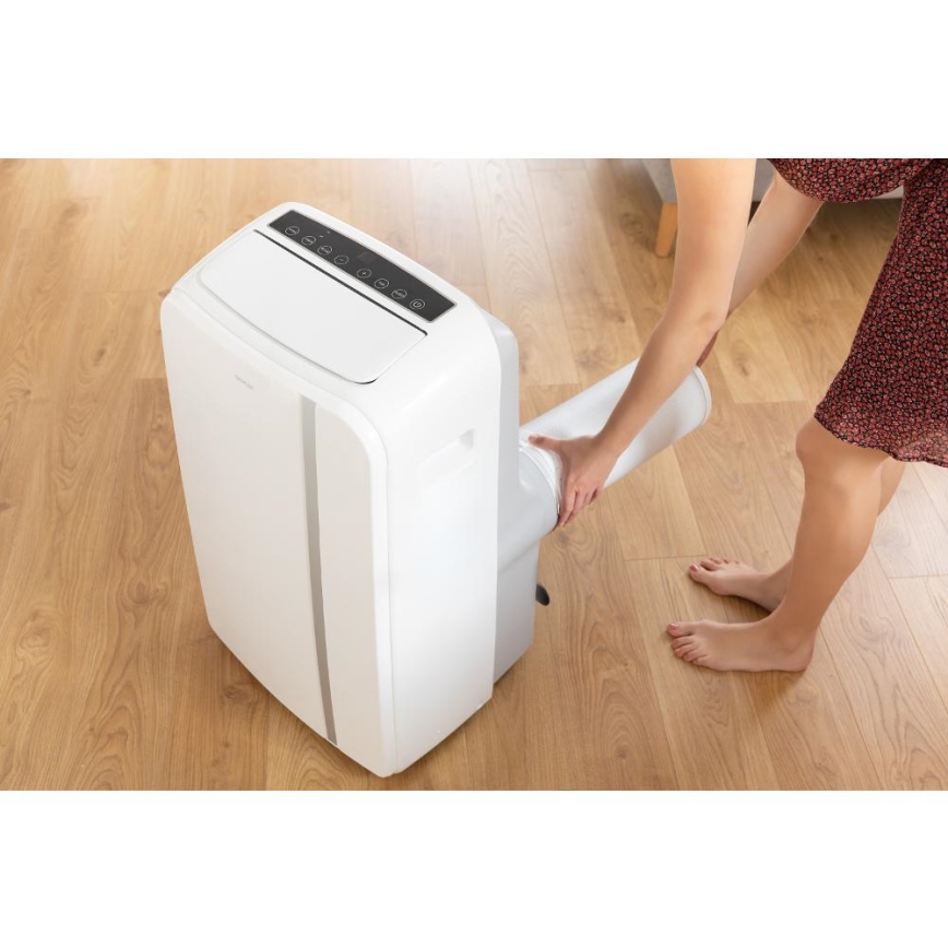 Sencor - Mobil smart airconditionanlæg 3-i-1 med tilbehørssæt 1450W/230V 12000 BTU Wi-Fi hvid + fjernbetjening